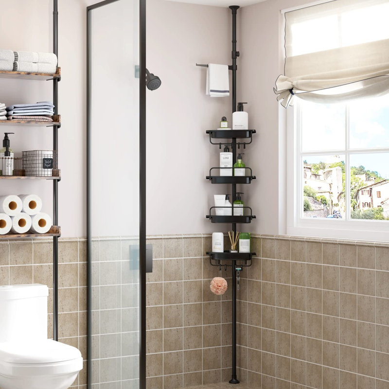 Konstantina Tension Pole Stainless Steel Shower Caddy Black